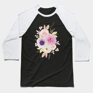 Roses dahlia flower hand drawn Baseball T-Shirt